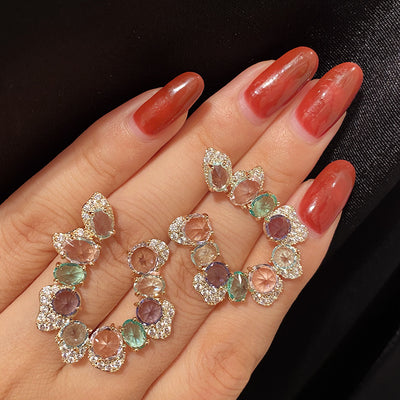 Aretes de Cristal Irregular en Colores Caramelo - Image 9