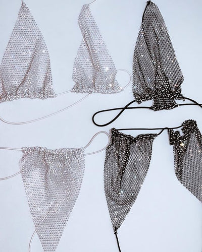 Bikini de Malla con Cristales para Playa - Image 2