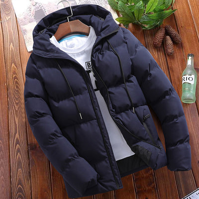 Abrigo Acolchado con Capucha para Hombre - Colores Sólidos - Image 11