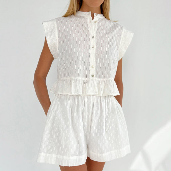 Conjunto de Verano Jacquard: Camisa y Shorts de Manga Corta - Image 6