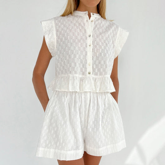 Conjunto de Verano Jacquard: Camisa y Shorts de Manga Corta - Image 6