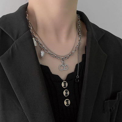 Collar Hip Hop Acero Titanio Perla con Capas Cosidas - Image 6