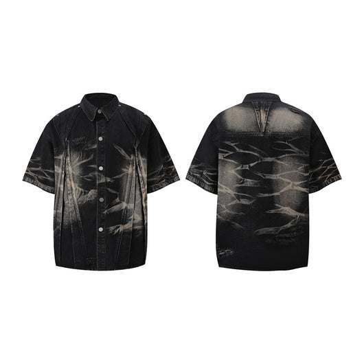 Conjunto de Camisa Vaquera Workwear Desgastada con Estilo Urbano - Image 43