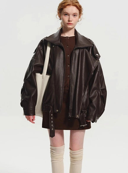 Chaqueta de Cuero Acolchada con Forro Polar - Image 4