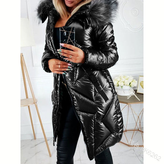 Chaqueta de Abrigo Elegante con Cuello de Pelaje - Diseño Slim Ajustado - Image 5