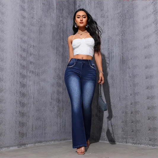 Mallas Deportivas Elásticas con Estampado Tipo Denim
