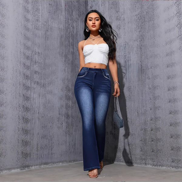 Mallas Deportivas Elásticas con Estampado Tipo Denim