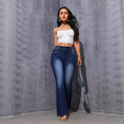 Mallas Deportivas Elásticas con Estampado Tipo Denim