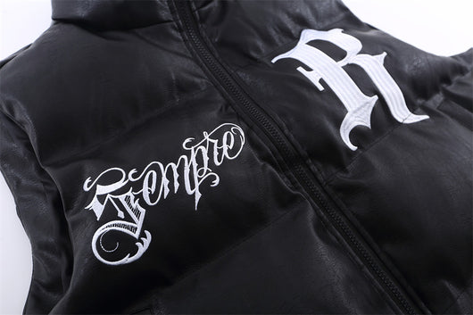 Chaleco de Algodón PU con Letras Bordadas para Hombre - Image 15