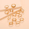 Leaf Crown Geometric Articulation Rings 6 Piece Combination Rings Dorado