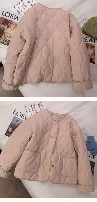 Chaqueta Acolchada de Lana Cordero para Mujer - Abrigo de Invierno - Image 9