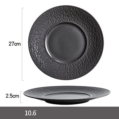 Plato para Carne Estilo Europeo con Patrón Meteorito en Cerámica Dorada - Image 3