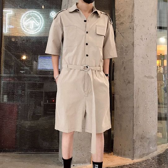 Mono Jumpsuit para Hombre Streetwear Media Manga con Cinturón