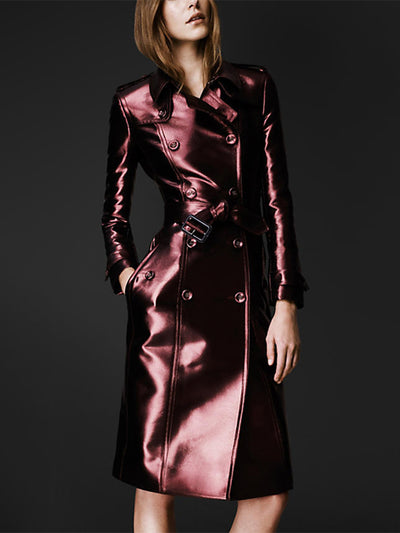Abrigo de Cuero Premium Ajustado para Mujer - Image 3