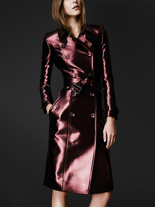 Abrigo de Cuero Premium Ajustado para Mujer - Image 3
