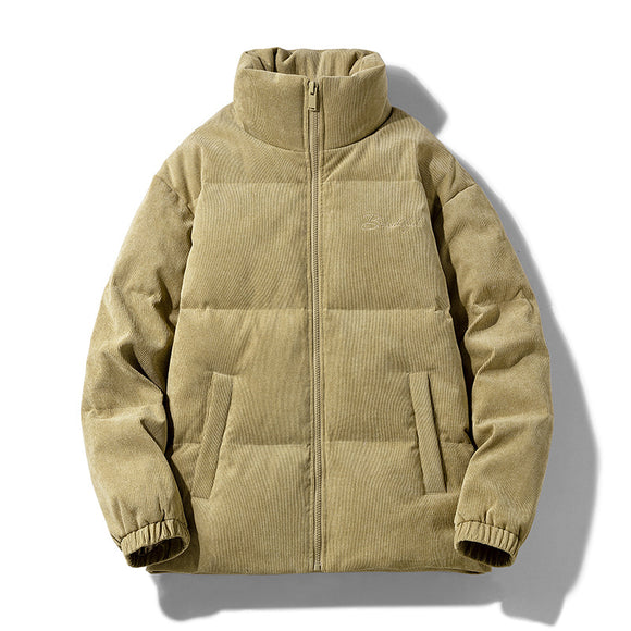 Chaqueta de Pluma Corta para Hombre con Bordado - Diseño Liso