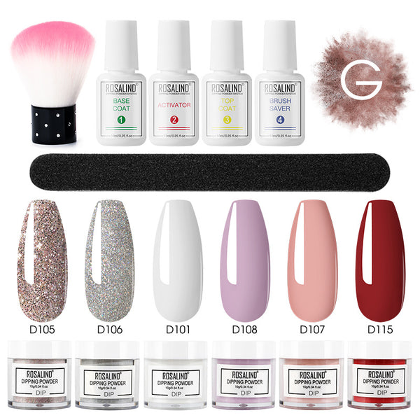Set Completo de Polvo Hidratante sin Horneado con Brillo Francés para Uñas
