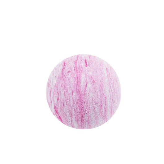 Black and white marbled EVA foam ball, a pet toy, on a white background with blurred flowers. - Image 11