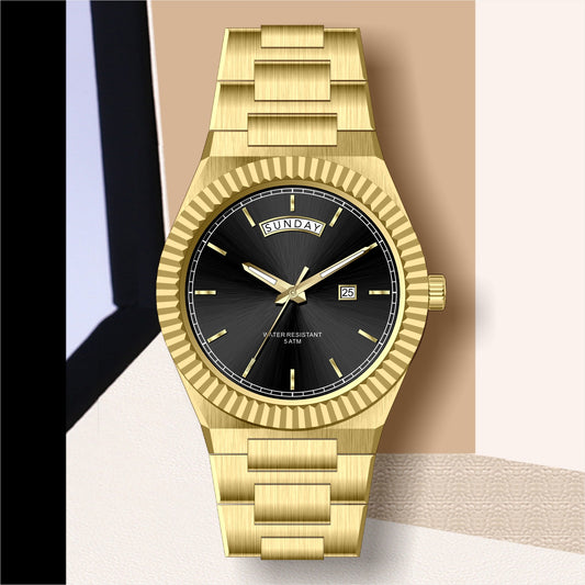 Reloj Ejecutivo de Acero Inoxidable con Correa de Cuero - Resistente al Agua - Image 2