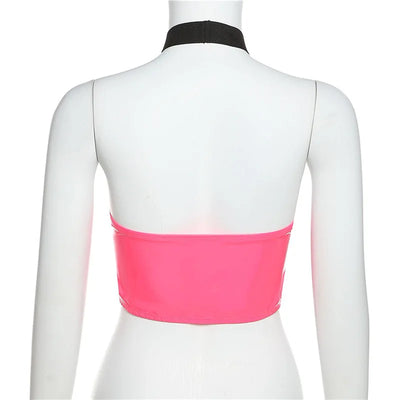 Camiseta Halter de Cuero PU con Detalle Hueco - Image 15