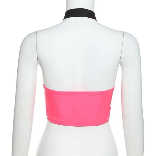 Camiseta Halter de Cuero PU con Detalle Hueco - Image 15