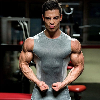 Camiseta de Entrenamiento sin Mangas Elástica de Hombros Anchos de Secado Rápido para Hombre - Image 3