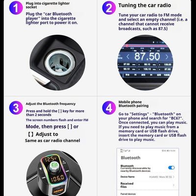 Receptor Bluetooth para Auto con Doble Pantalla MP3 - Image 3