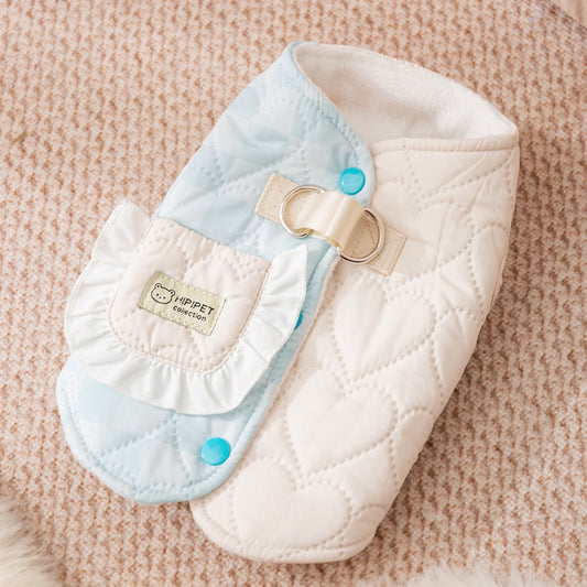 Abrigo Acolchado para Mascotas con Bolsillo y Diseño Cuadriculado - Invierno Cálido