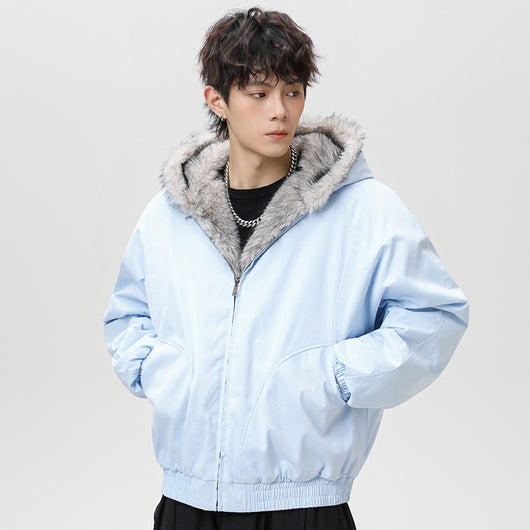 Chaqueta Acolchada de Algodón con Cuello de Forro Polar Retro para Hombre - Image 9