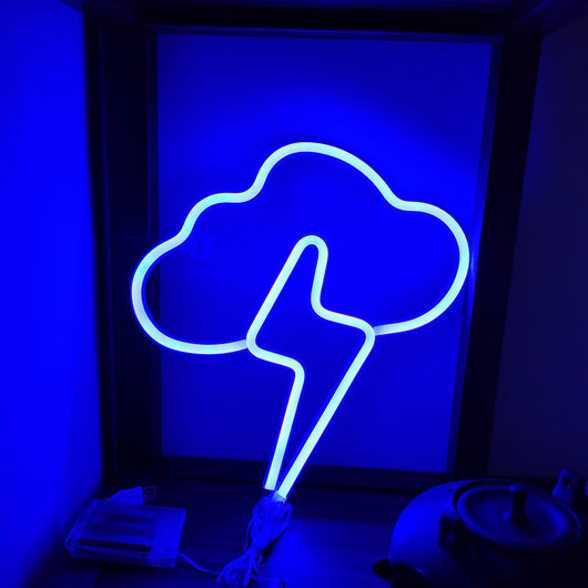 Lámpara Neon LED Nube con Rayo - Luz USB Recargable para Decoración - Image 7