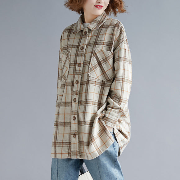 Camisa Acolchada de Cuadros Salvaje Talla Grande para Mujer
