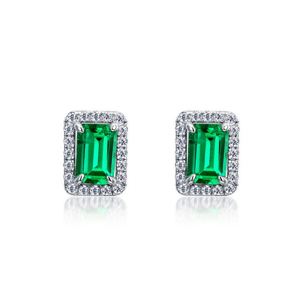 Aretes de Plata S925 con Esmeralda Retro para Cultivo Espiritual