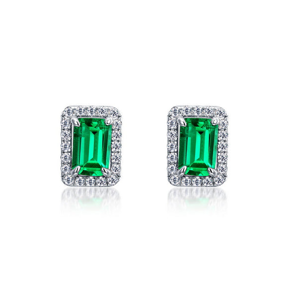 Aretes de Plata S925 con Esmeralda Retro para Cultivo Espiritual