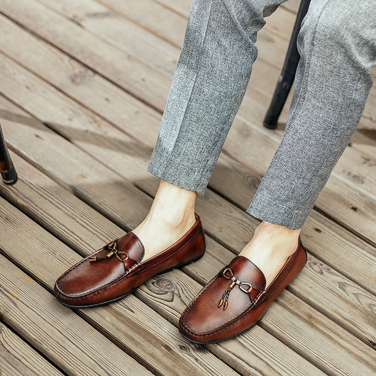 Zapatos Casuales Británicos de Cuero Genuino sin Cordones - Image 9