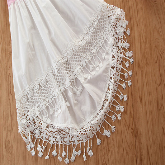 Falda Irregular con Tirantes Voladores para Niñas - Image 3