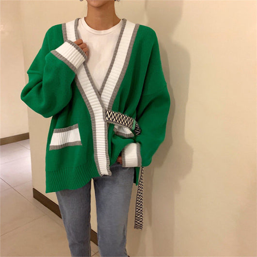 Cardigan Tejido Cuello V Estilo Retro Bosque - Image 12