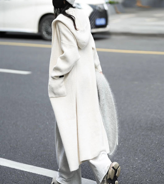 Cardigan Largo Tejido para Mujer con Capucha - Abrigo Tipo Trench - Image 15
