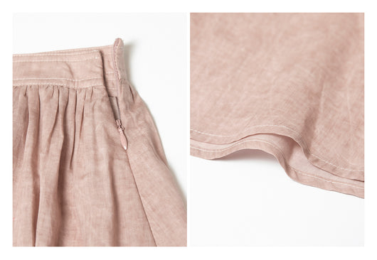 Falda Plisada Tencel Lino Efecto Desteñido con Volumen - Elegancia Moderna para Mujer - Image 40