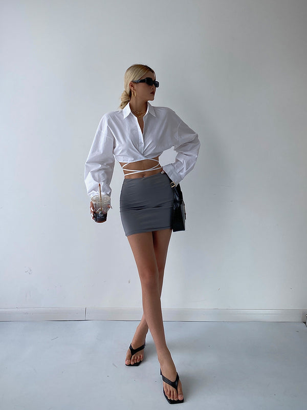 Blusa Blanca de Algodón Manga Larga con Diseño Minimalista para Mujer