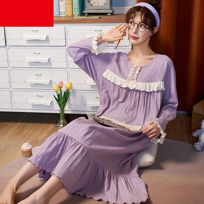 Pijama Largo de Algodón Puro para Mujer - Otoño e Invierno - Image 22