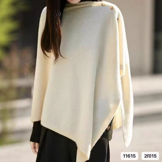 Poncho Capa Tejida Suelta para Mujer - Diseño Liso y Versátil - Image 4