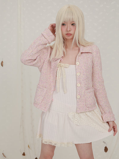 Cardigan Corto de Punto con Solapa y Manga Larga - Image 8