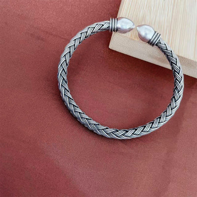 Pulsera de Plata S999 Tejida a Mano Personalizable - Estilo Retro y Moderno - Image 3