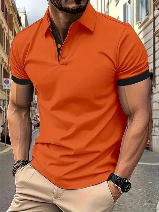 Polo Casual Holgado de Manga Corta Liso para Hombre - Image 32