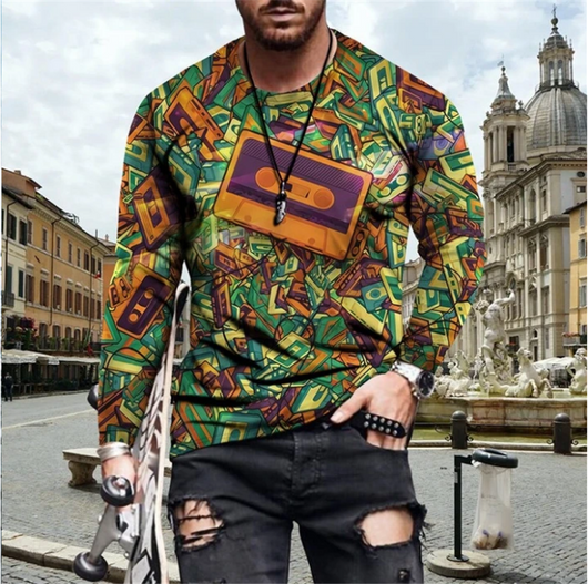 Playera Estampada Mapa de Personalidad 3D - Manga Larga Transpirable para Primavera y Otoño - Image 9