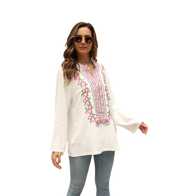 Camisa Bordada Cuello Mao Largo para Mujer - Image 3