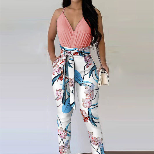 Traje Dos Piezas con Estampado Contrastante Europeo Americano - Image 3