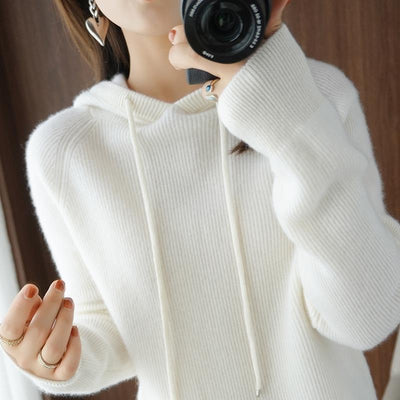 Suéter Cashmere con Capucha para Mujer - Pullover Holgado - Image 10