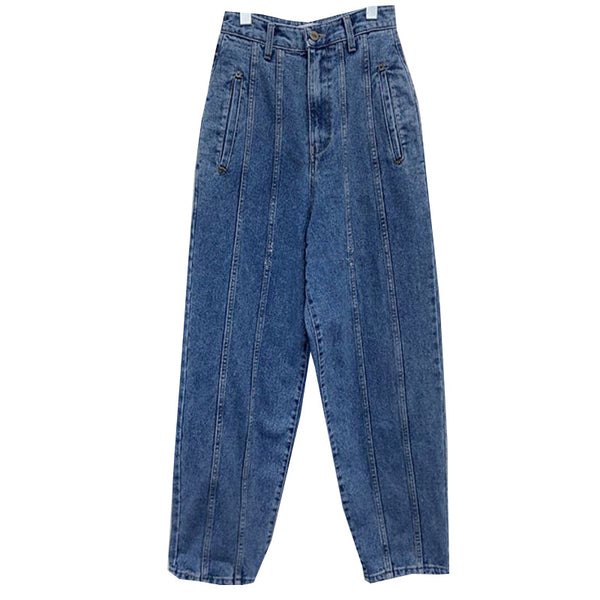 Jeans Retro Patchwork Talle Alto Mujer - Corte Recto Vintage - Image 5