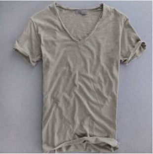 Camiseta Hombre Algodón Lino Manga Corta Cuello V Transpirable Blanca - Image 11